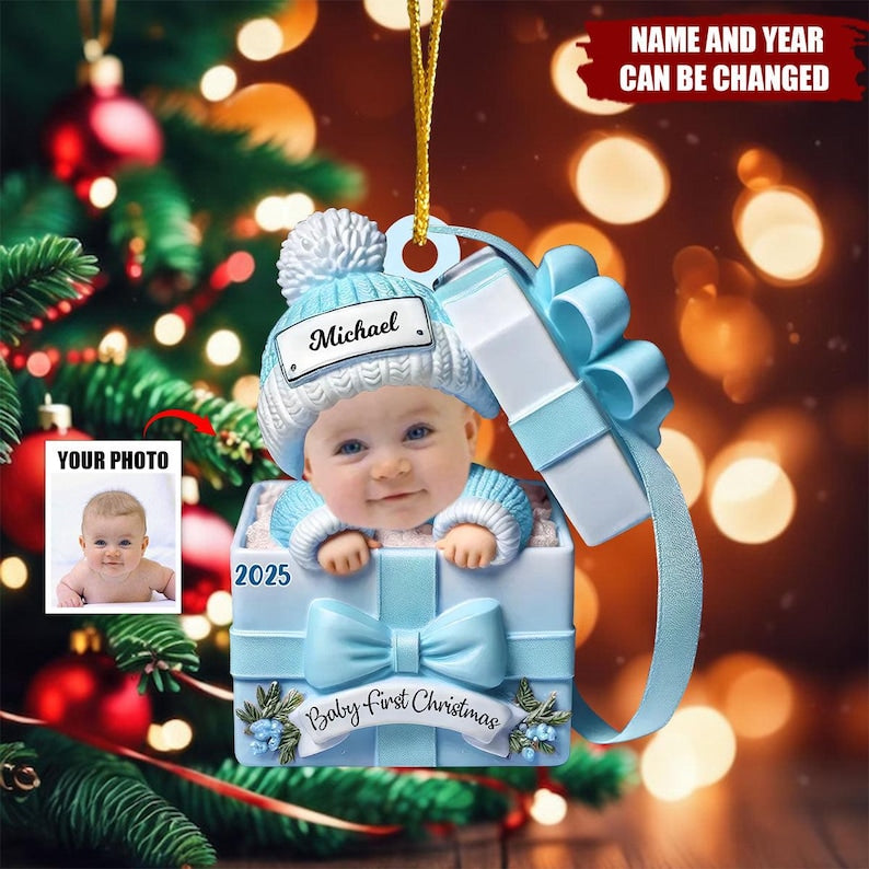 Custom Baby First Christmas Ornament, Personalized Face Baby Ornament, Custom Baby Photo Ornament, New Baby Photo Ornament, Newborn Gifts