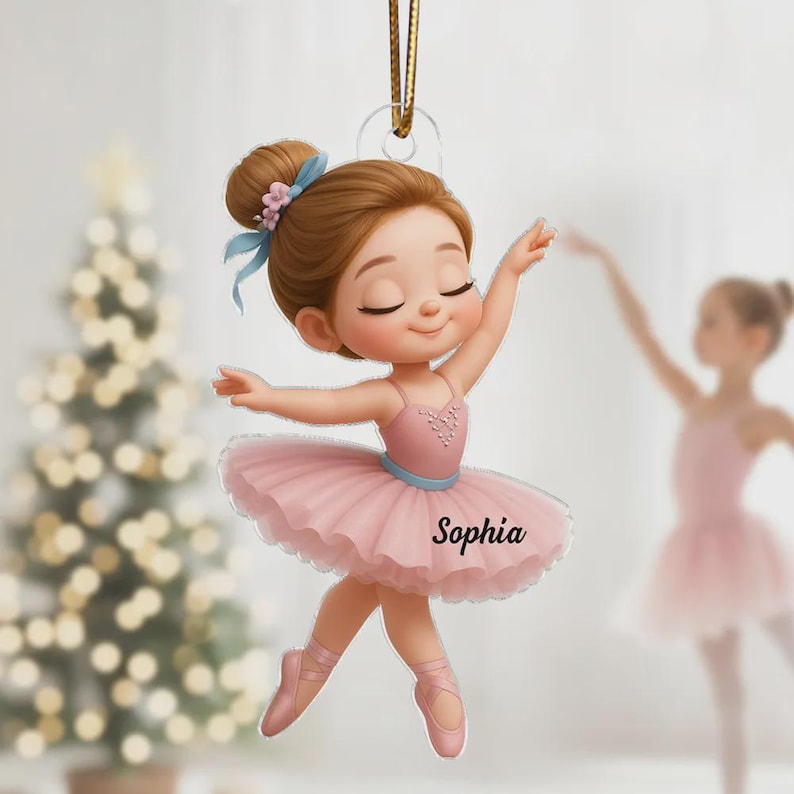 Ballerina Girl Personalized Acrylic Christmas Ornament: Custom Dance Gift