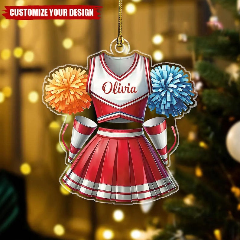 Personalized Custom Name Cheerleader Uniform Ornament, Cheerleader Xmas Girl Gift, Cheer Team Xmas Tree Decor Gift,Cheerleader Ornament 2025