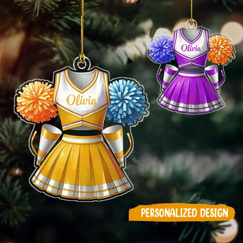 Personalized Custom Name Cheerleader Uniform Ornament, Cheerleader Xmas Girl Gift, Cheer Team Xmas Tree Decor Gift,Cheerleader Ornament 2025