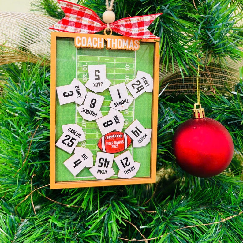 Personalized Football Thank You Coach Ornament | Shaking 4D Ornament | Custom Football Team Christmas Gift
