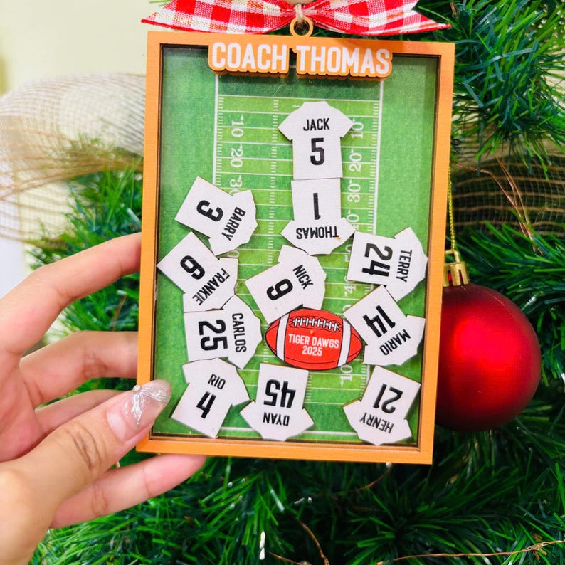 Personalized Football Thank You Coach Ornament | Shaking 4D Ornament | Custom Football Team Christmas Gift