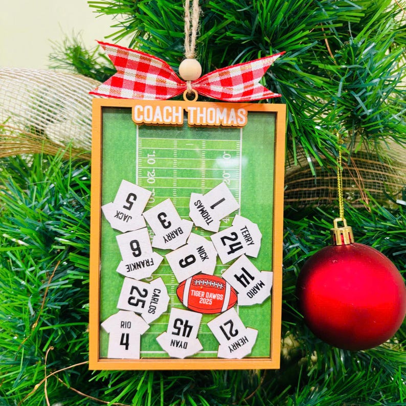 Personalized Football Thank You Coach Ornament | Shaking 4D Ornament | Custom Football Team Christmas Gift