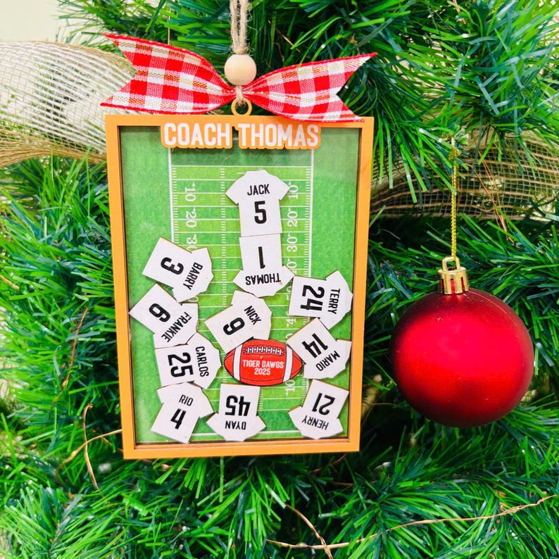 Personalized Football Thank You Coach Ornament | Shaking 4D Ornament | Custom Football Team Christmas Gift