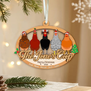 Custom 2 Layered Wooden Family Chicken Coop Ornament: Family Members Name
