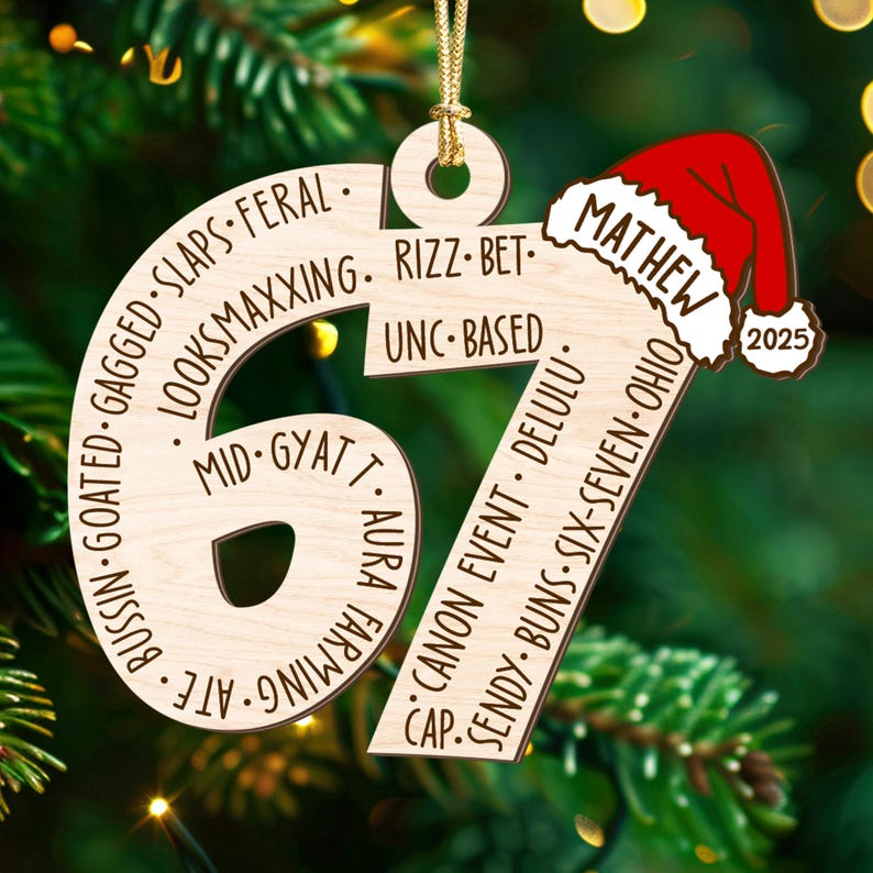 Custom Six Seven Ornament, Teen Slang Ornament, Funny Teenager Ornament, 67 Six Seven Ornament, Gen Z Teenager Tween Ornament, Boy Christmas