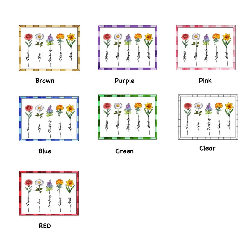 Custom Family Birth Flower Bouquet Acrylic Gift Personalized Birth Month Flowers