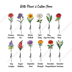 Custom Family Birth Flower Bouquet Acrylic Gift Personalized Birth Month Flowers