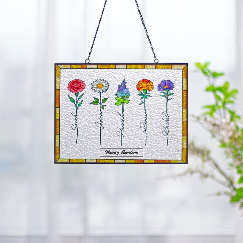Custom Family Birth Flower Bouquet Acrylic Gift Personalized Birth Month Flowers