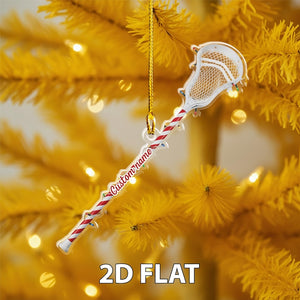 Personalized Lacrosse Stick Ornament, Lacrosse 2D Flat Ornament, Custom Name Sports Christmas Decor, Gift for Lacrosse Player or Coach