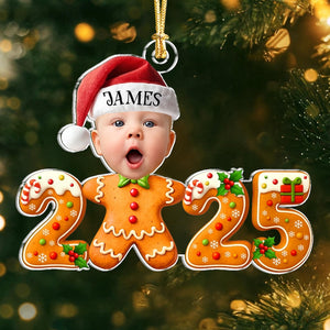 Personalized Face Baby Gingerbread Ornament 2025: Kids Christmas Keepsake