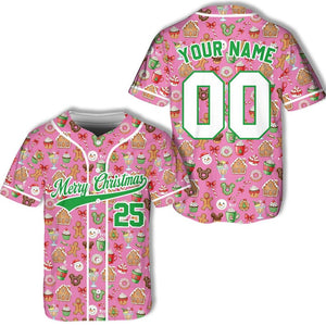 Personalized Christmas Baseball Jersey Adult Kid Youth, Custom Name Number Holiday Jersey, Xmas Gift Team Uniform Merry Christmas Shirt