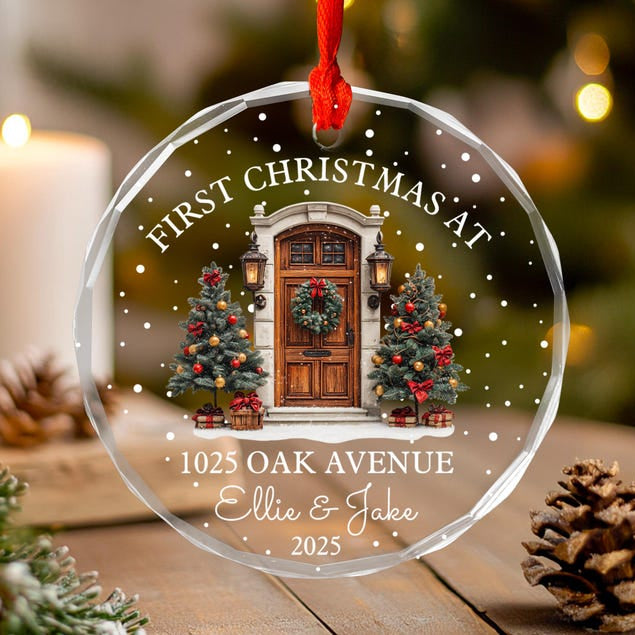 Personalized First Christmas At New Home Glass Ornament, First Home Ornament, New Home Ornament, Realtor Gift, Housewarming Gift