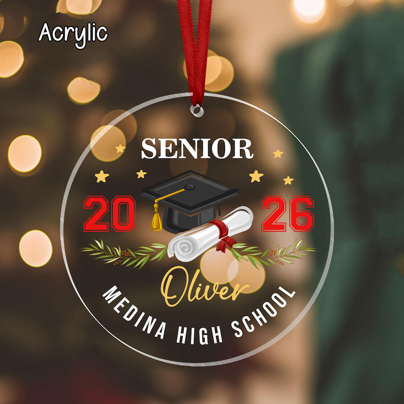 Custom Senior Ornament, Senior Year Ornament, High School Graduation Christmas Ornament, Class Of 2026 Keepsake, Christmas Gift For Seniors