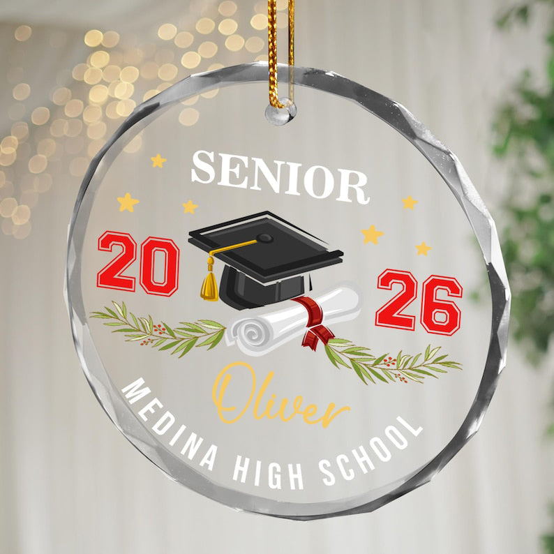 Custom Senior Ornament, Senior Year Ornament, High School Graduation Christmas Ornament, Class Of 2026 Keepsake, Christmas Gift For Seniors