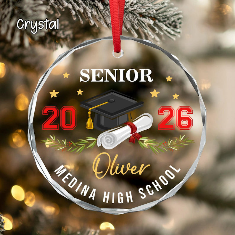 Custom Senior Ornament, Senior Year Ornament, High School Graduation Christmas Ornament, Class Of 2026 Keepsake, Christmas Gift For Seniors