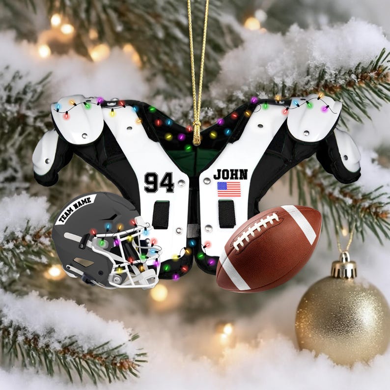 Personalized Football Ornament 2025: Acrylic Shoulder Pad & Helmet
