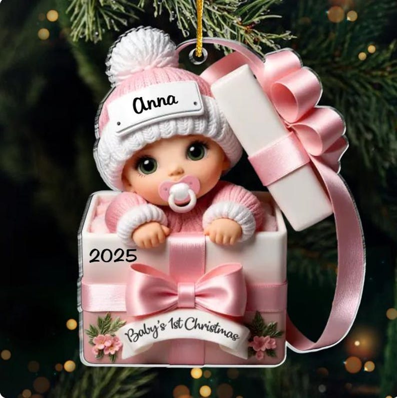 Personalized Acrylic Baby's First Christmas Ornament: New Parent Gift