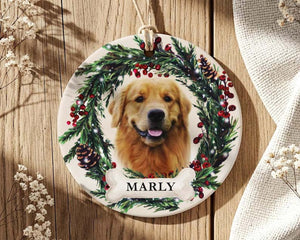 Personalized Pet Ornament, Custom Dog Christmas Ornament, Pet Memorial Ornament, Cat Christmas Photo Ornament, Pet Portrait Name Gift