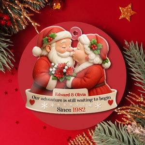 Santa Couple Love Growing Old Together Custom Acrylic Ornament, Anniversary Wedding, Christmas Gift For Husband Wife Boyfriend Girlfriend