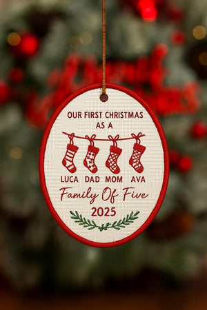 Personalized Embroidered Family Christmas Ornament: Baby's First Christmas