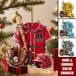 Baseball Ornament, Personalized Baseball Uniform and Helmet Acrylic Christmas Ornament, Custom Baseball Player Ornament, Baseball Team Gift