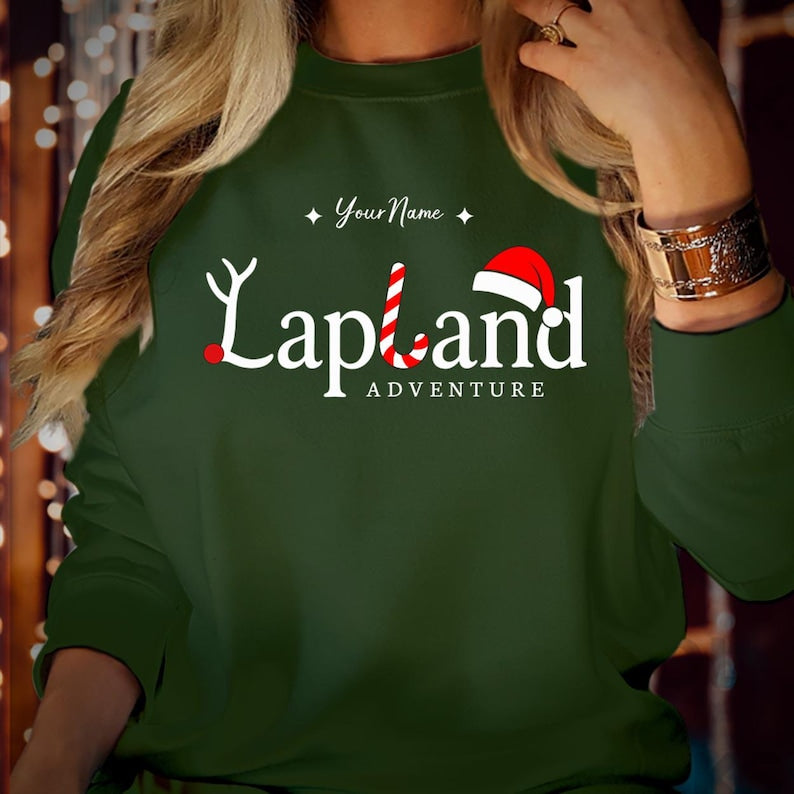 Personalised Lapland Family Matching Christmas Holiday Sweatshirt - Custom The North Pole Santa Claus Merry Xmas Vacation Gift Jumper