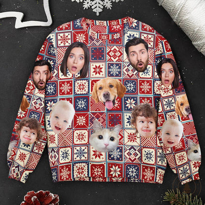 Personalized Pet Family Ugly Sweater, Custom Photo Christmas Knit Shirt for Holiday Gift, Pet Lover s Christmas Sweater