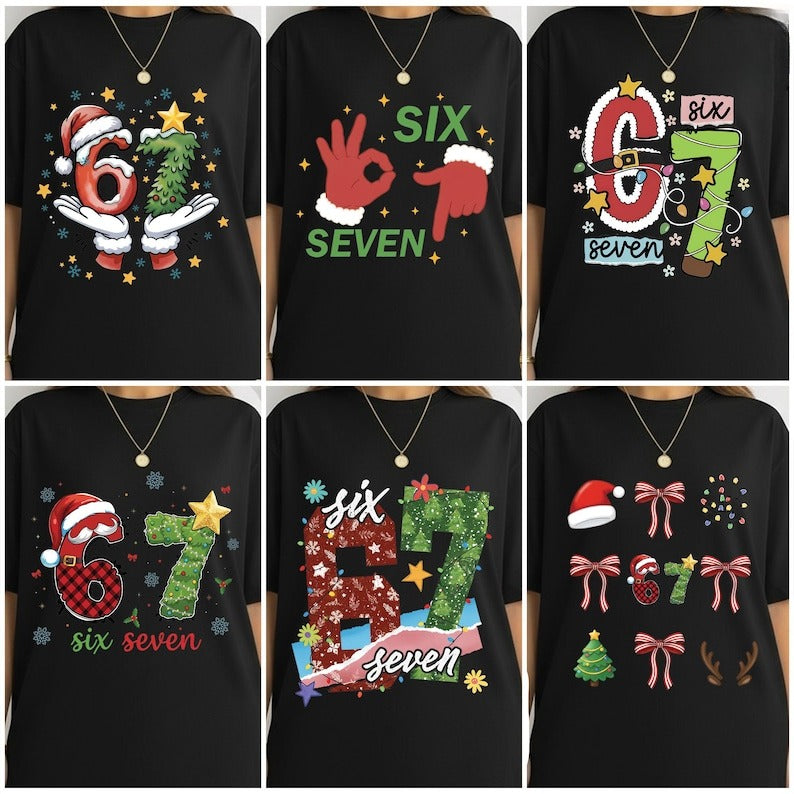 67 Meme Christmas Shirt, Santa Claus Hands Shirt, Group Matching Shirt, ChristmasTree Shirt, 6 7 Meme Funny Hands Shirt
