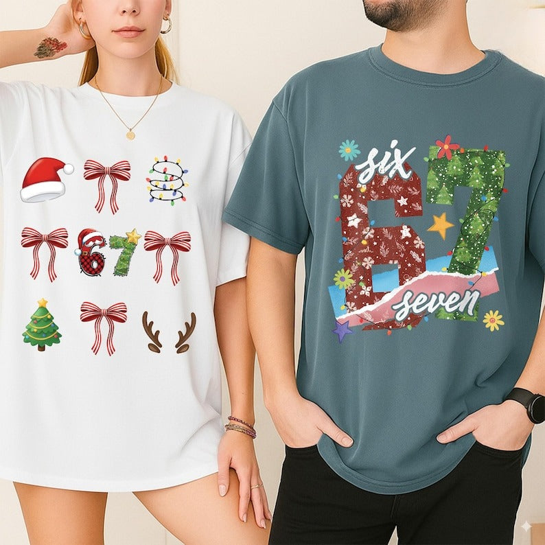 67 Meme Christmas Shirt, Santa Claus Hands Shirt, Group Matching Shirt, ChristmasTree Shirt, 6 7 Meme Funny Hands Shirt