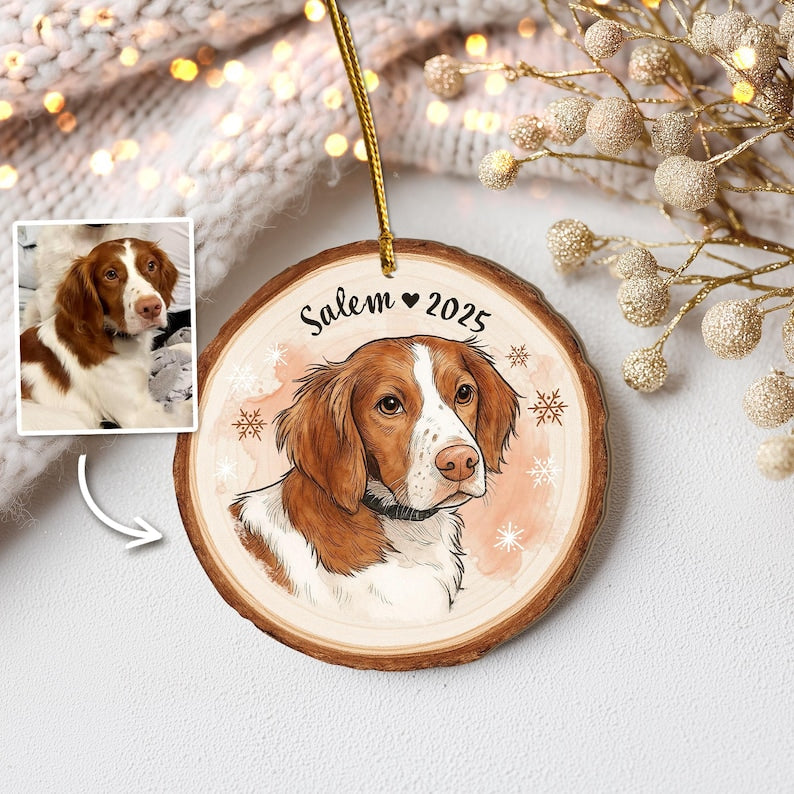 Personalized Cat Portrait From Photo Ornament, Dog Christmas Ornament, Cat Lover Gift, Pet Memorial Gift, Pet Sympathy Gift, Christmas Decor