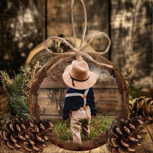 Custom Photo Ornament: Rustic Christmas Tree Decor