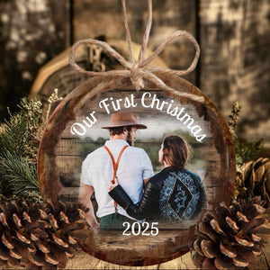 Custom Photo Ornament: Rustic Christmas Tree Decor