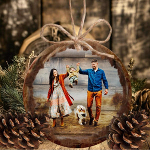 Custom Photo Ornament: Rustic Christmas Tree Decor