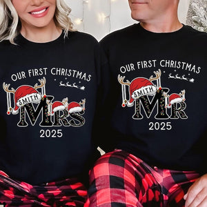 Personalized Couple Christmas Matching Sweatshirts, Mr Mrs Couple Christmas Matching Sweater, First Christmas Married Xmas Couple Shirt Gift