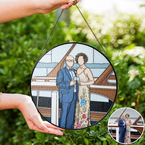 Personalized Wedding Anniversary Gift: Custom Annivesary Stained Glass, Unique Wedding Gift For Couple