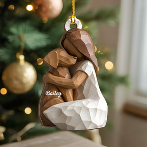 Personalized Dog Memorial Ornament Girl with Dogs Keepsake