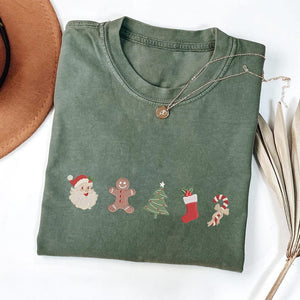 Coquette Christmas Embroidered Bundle Sweatshirt, Christmas Tree Embroidery Sweatshirt, Christmas Embroidery Sweatshirt, Embroidered Gingerbread, Cute Bow