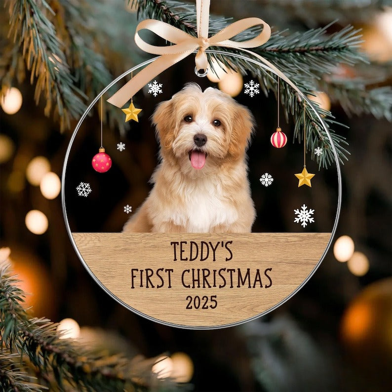 Dog's First Christmas Ornament, Dog Christmas Ornaments, Personalized Dog Photo Ornament, Pet Ornament First Christmas, Dog Christmas Gifts