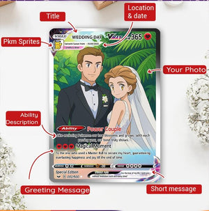 Personalized Poke Love Acrylic Card, Custom Anime Themed Couple Gift with Photo, Unique Anniversary Present for Gamer Husband or Boyfriend.
