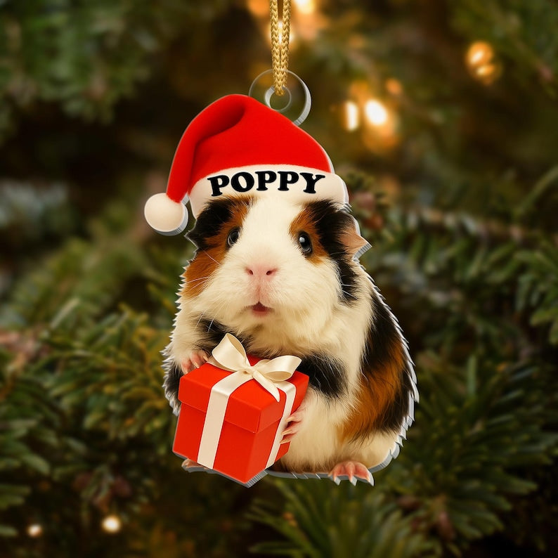 Personalized Guinea Pig Christmas Ornament Custom Pet Ornament with Name, Cute Guinea Pig Gift, Small Animal Lover Holiday Decoration 2025