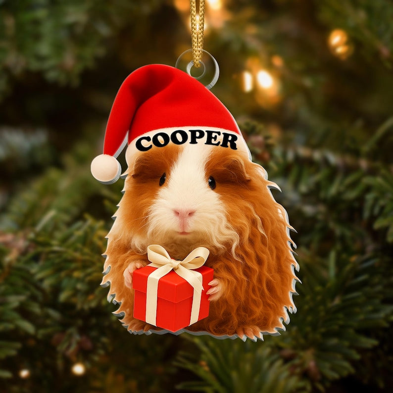 Personalized Guinea Pig Christmas Ornament Custom Pet Ornament with Name, Cute Guinea Pig Gift, Small Animal Lover Holiday Decoration 2025