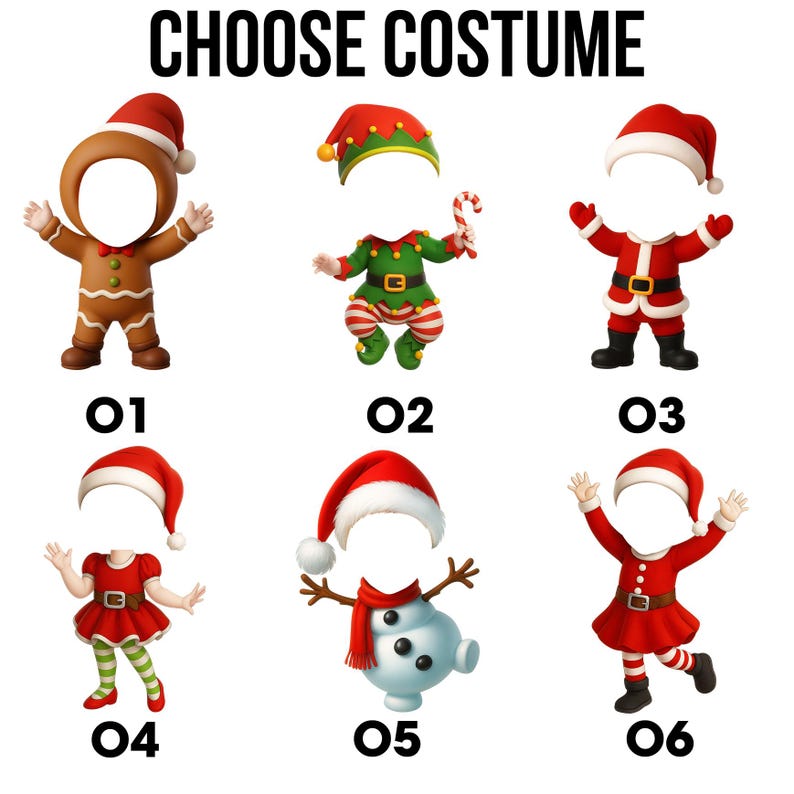 Personalized Baby's First Christmas Photo Ornament: Santa, Reindeer, Snowman