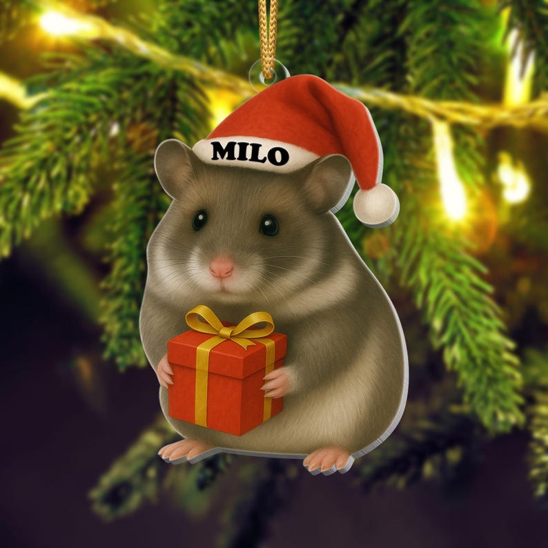 Personalized Hamster Christmas Ornament | Cute Pet Ornament with Name | Funny Holiday Gift for Small Pet Lovers | Custom Xmas Keepsake 2025