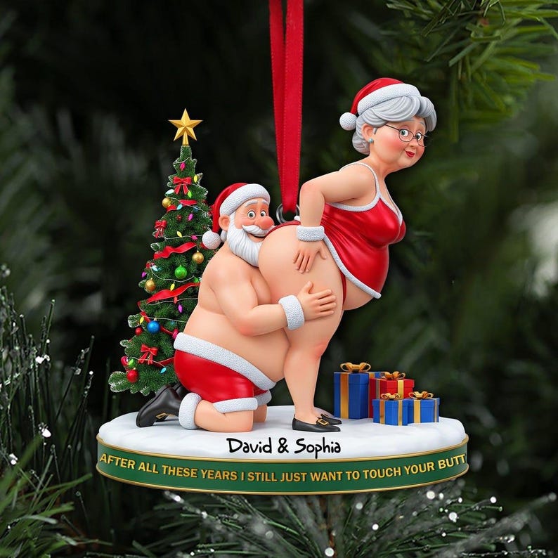 Mischief Santa Couple Ornament - Personalized Christmas Gift For Couples, Flat 2D Ornament, Custom Name Ornament Gifts, Funny Ornament Xmas