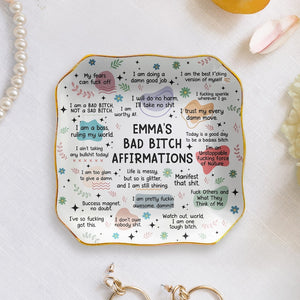 Personalized Ceramic Jewelry Dish: Swear Affirmations, Funny Gift