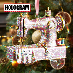 Custom Sewing Machine Christmas Ornament, Tree Hanging Decor, Flat 2D Acrylic, Gift for Seamstress Tailor Quilter Sewer, Christmas Keepsake