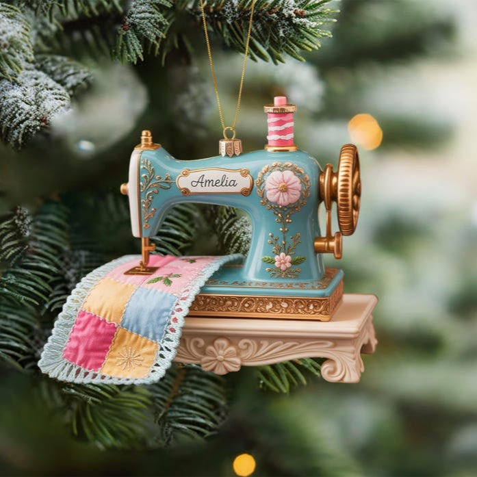 Personalized Sewing Machine acrylic Ornament 2025, Custom Quilter Christmas Decor, Seamstress Gift, Quilting Studio Decor,Crafting Xmas Gift