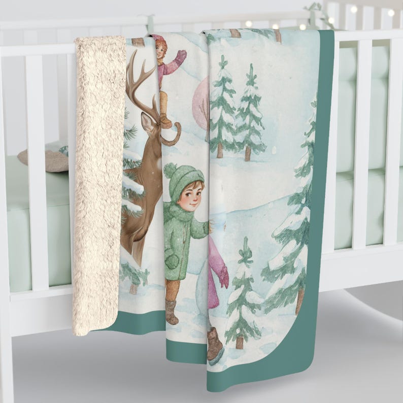 Personalized Winter Wonderland Fleece Blanket Family Christmas Gift