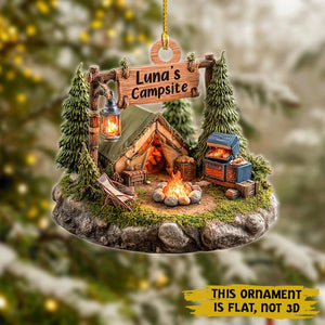 Personalized Camping Ornament 2025| Custom Campsite Christmas Decor | Unique Gift for Campers & Outdoor Lovers, 2D Flat Ornament